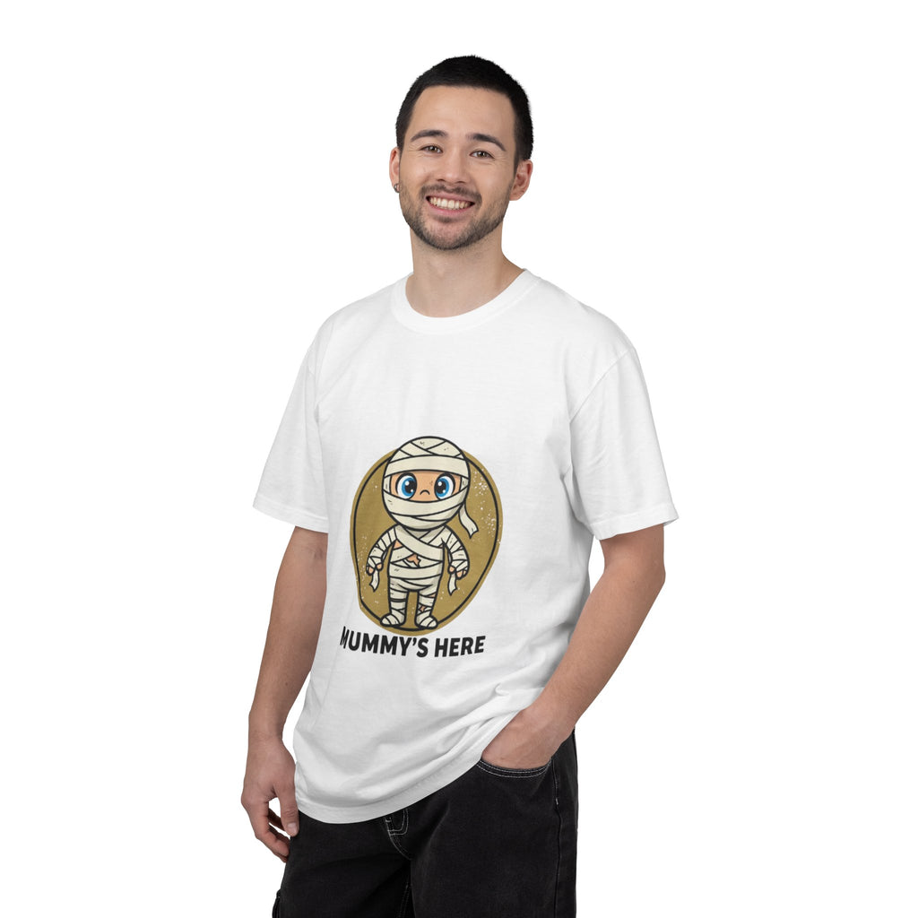 Mummy's Here T-Shirt — Cute Cartoon Mummy Halloween Tee
