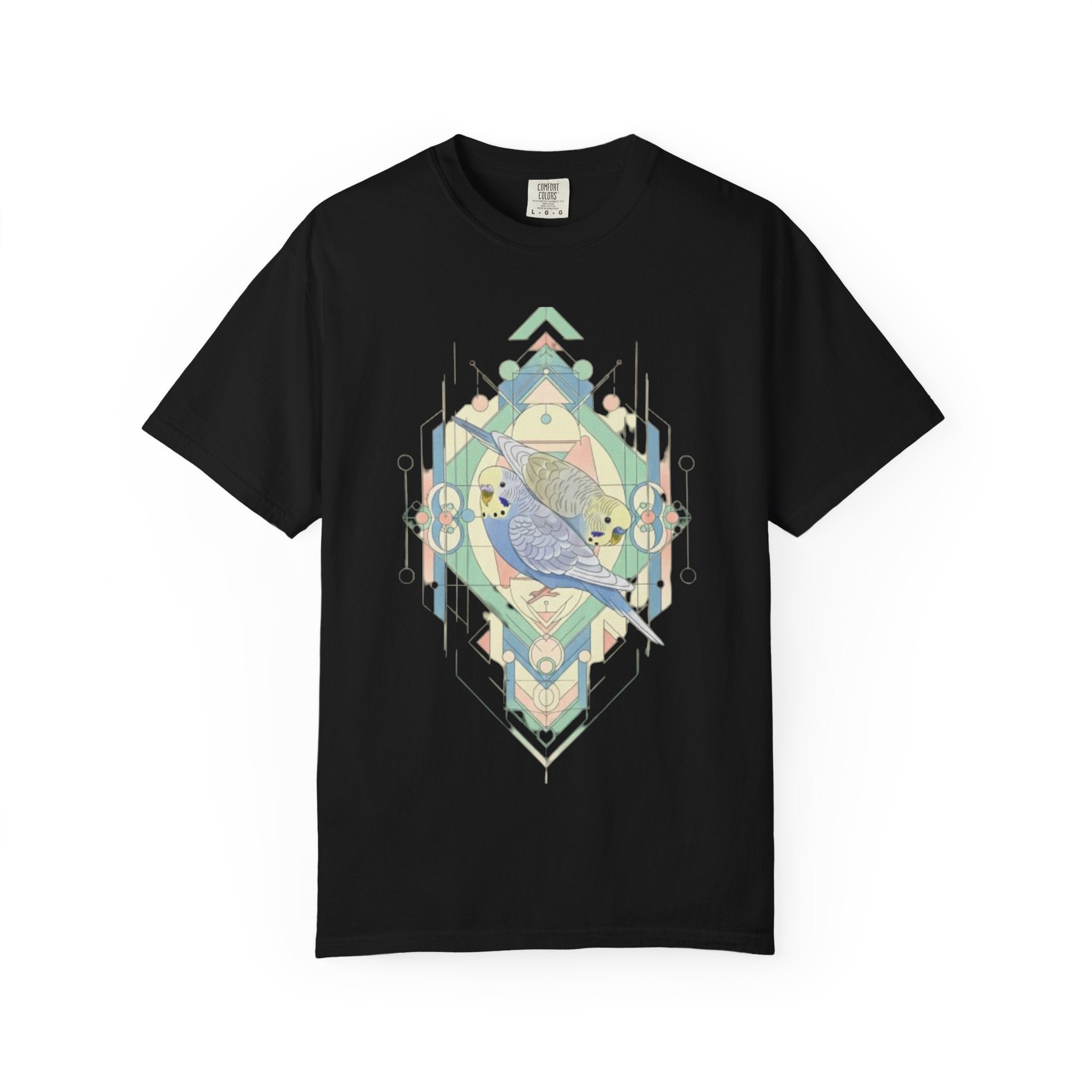Geometric Bluebird Tee — Art Deco Bird Graphic T-Shirt