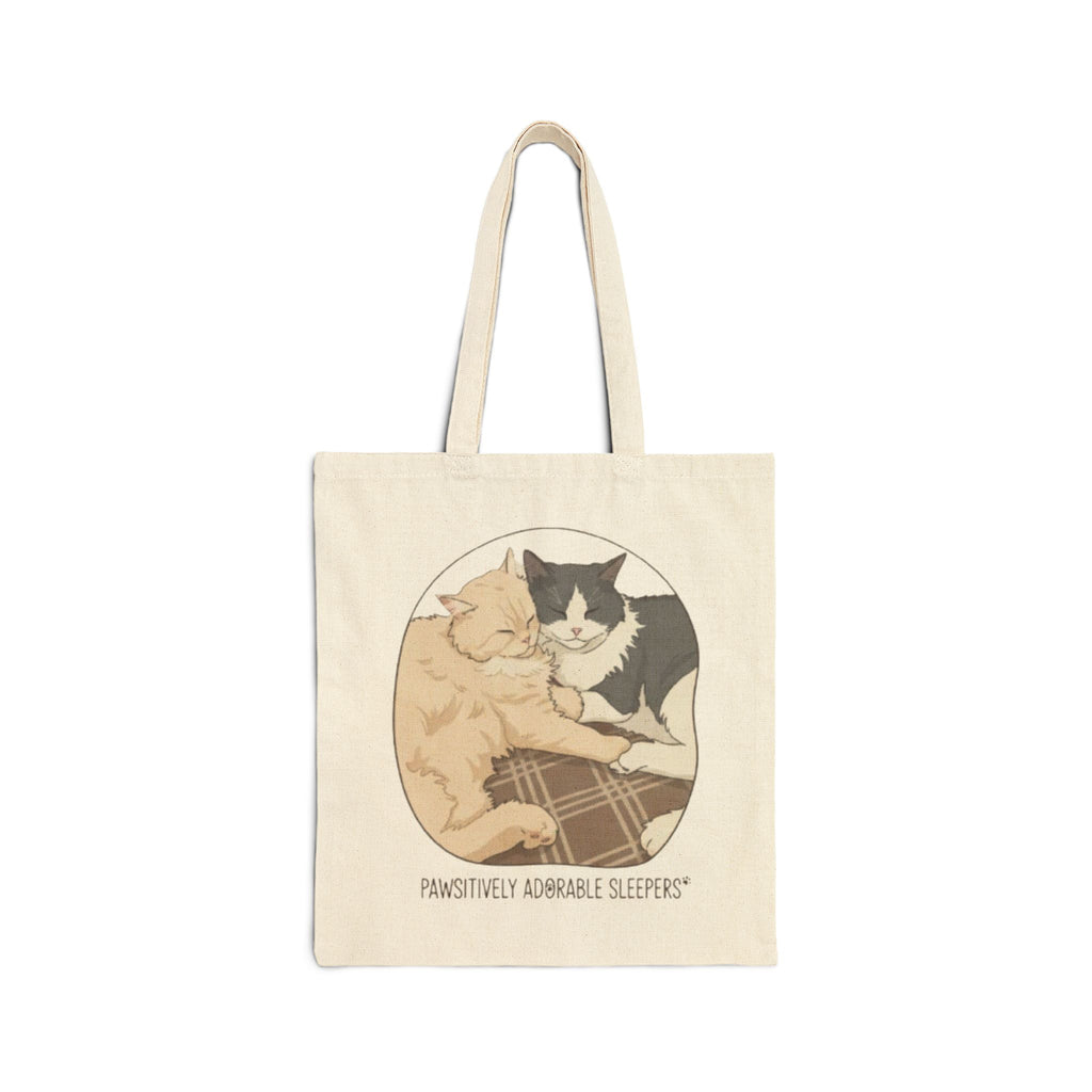 Cat Lovers Tote Bag — "Pawsitively Adorable Sleepers" Cotton Canvas Tote