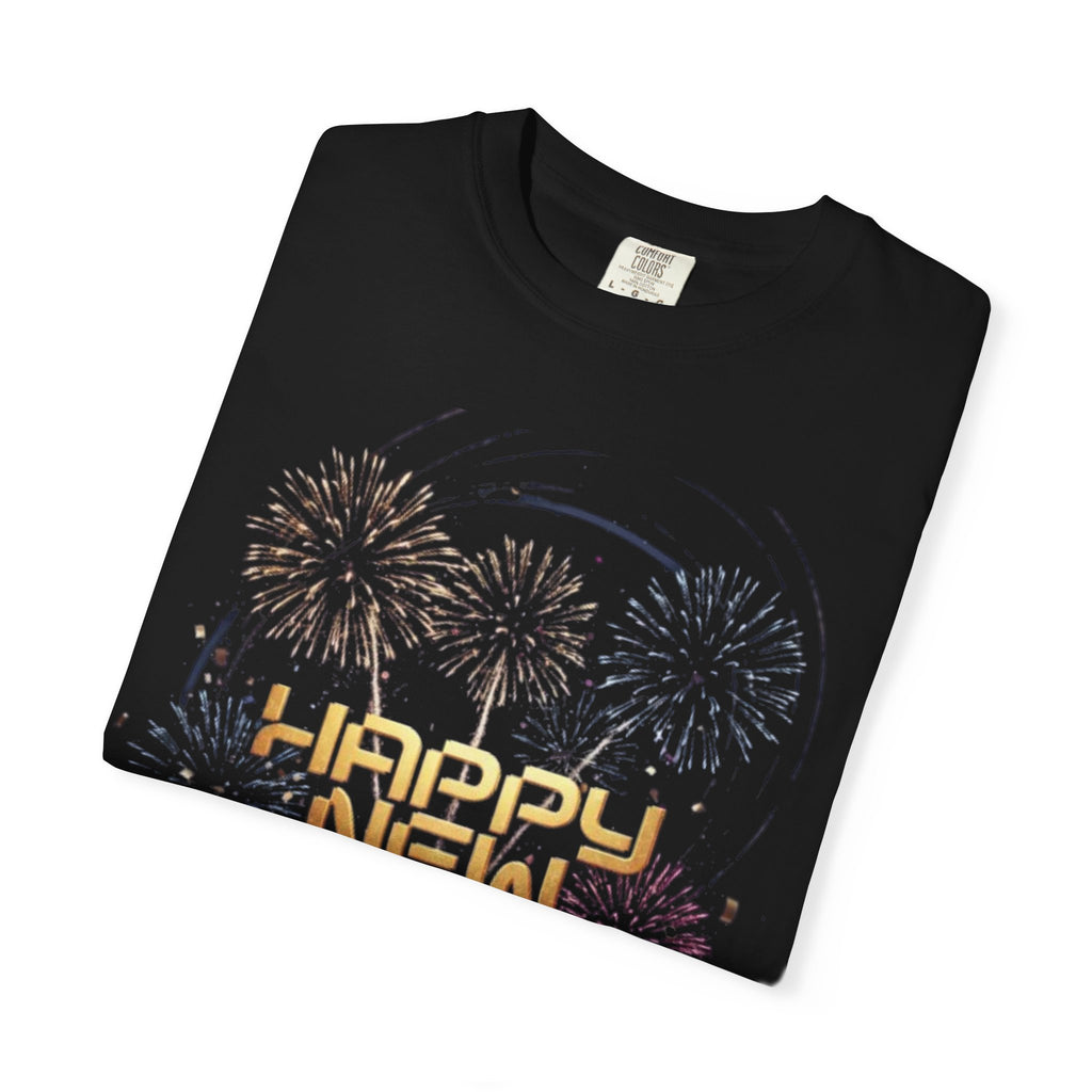 Happy New Year Fireworks T-Shirt — Retro Celebration Tee