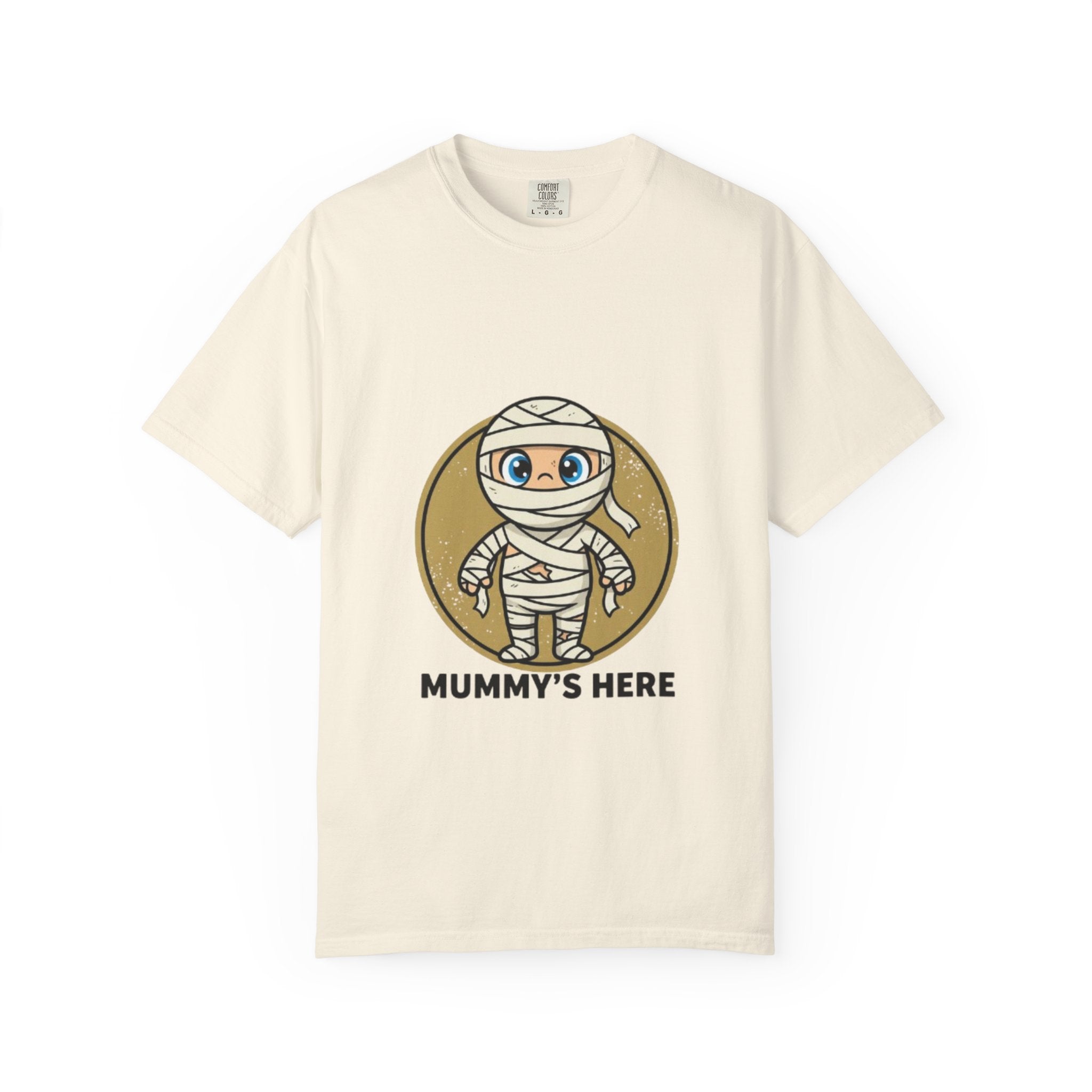 Mummy's Here T-Shirt — Cute Cartoon Mummy Halloween Tee