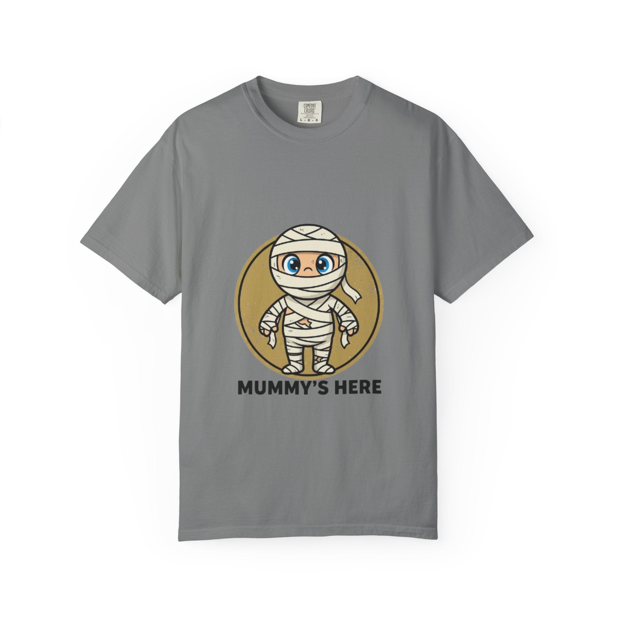 Mummy's Here T-Shirt — Cute Cartoon Mummy Halloween Tee