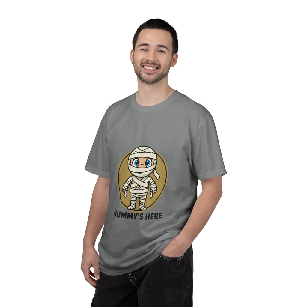 Mummy's Here T-Shirt — Cute Cartoon Mummy Halloween Tee