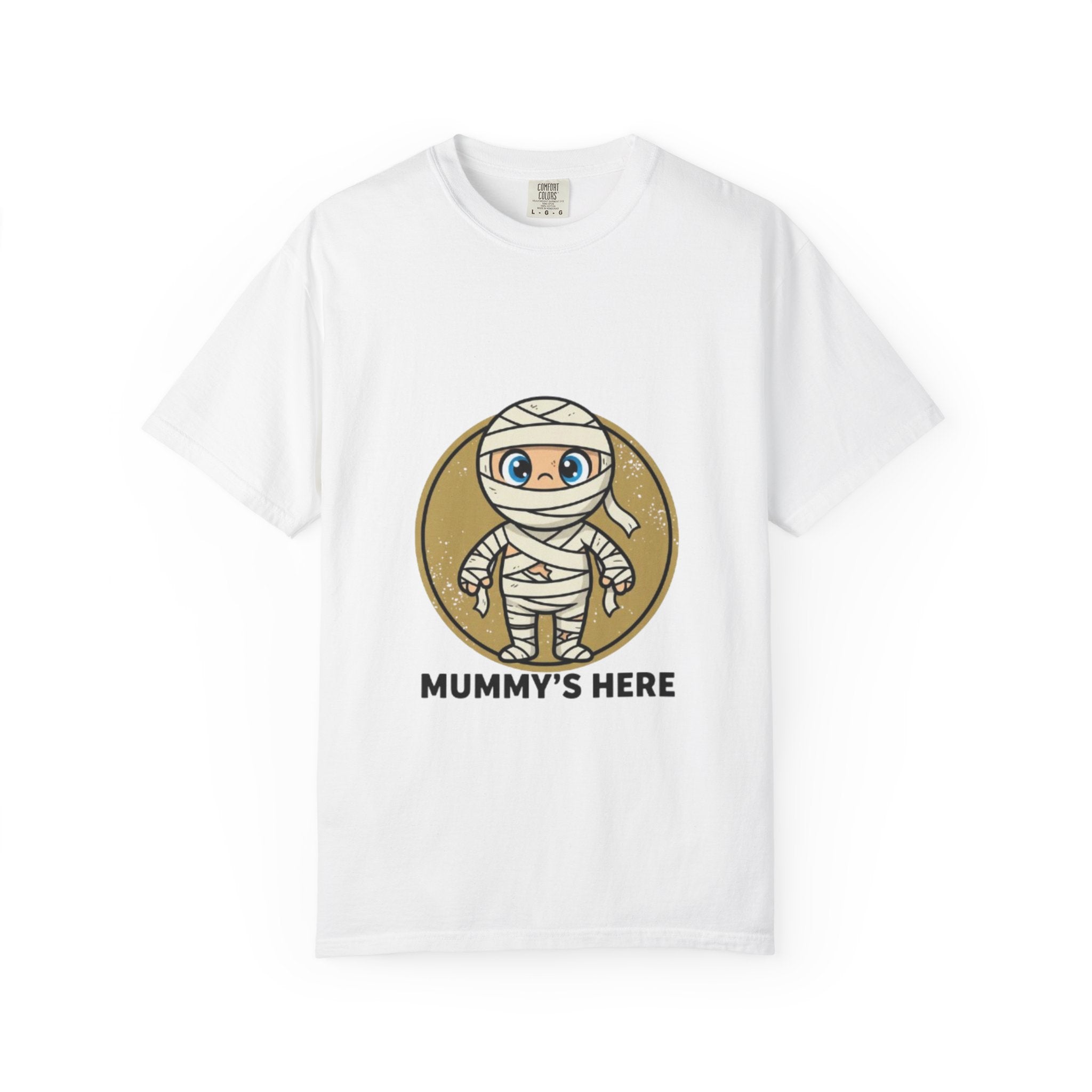 Mummy's Here T-Shirt — Cute Cartoon Mummy Halloween Tee
