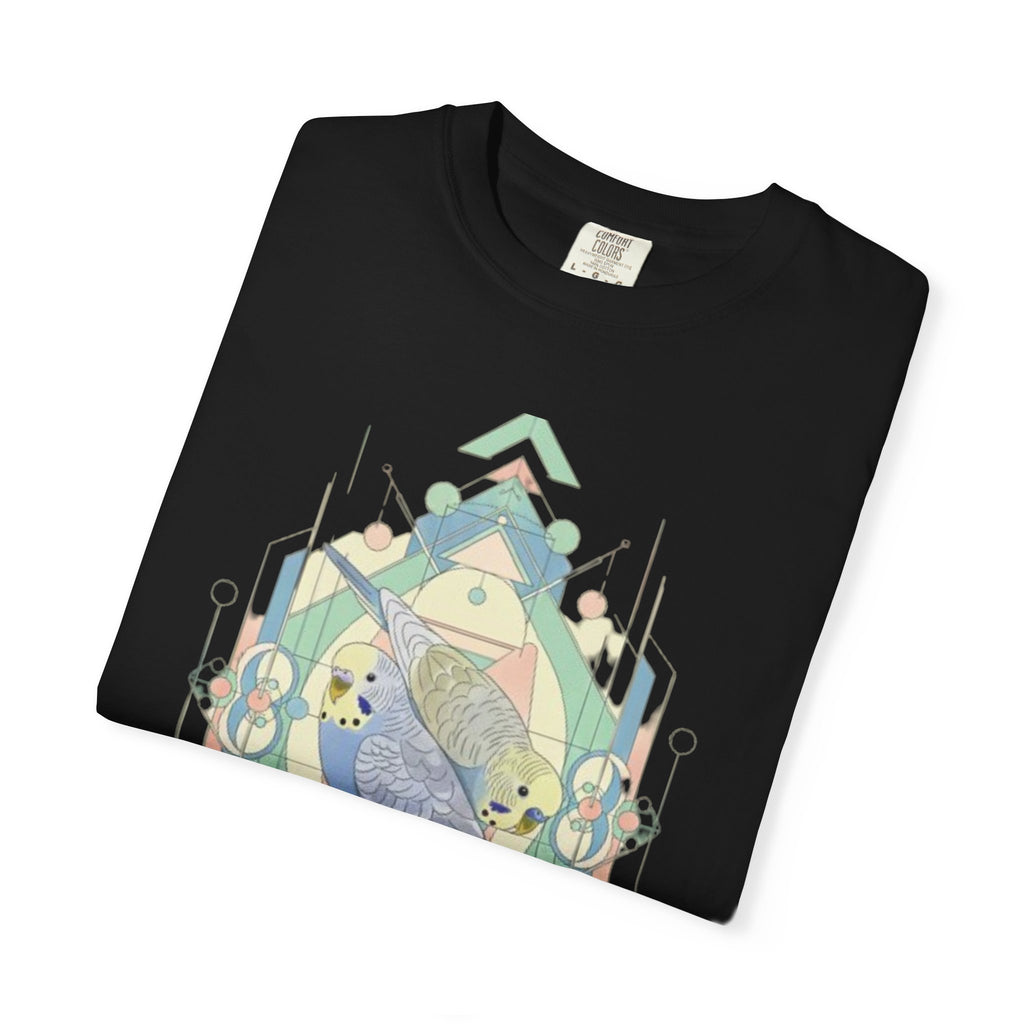 Geometric Bluebird Tee — Art Deco Bird Graphic T-Shirt
