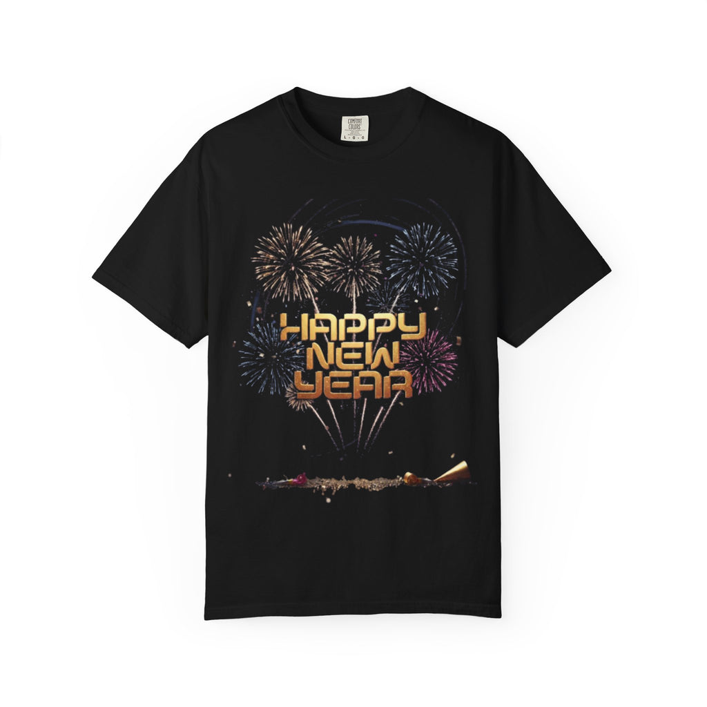 Happy New Year Fireworks T-Shirt — Retro Celebration Tee