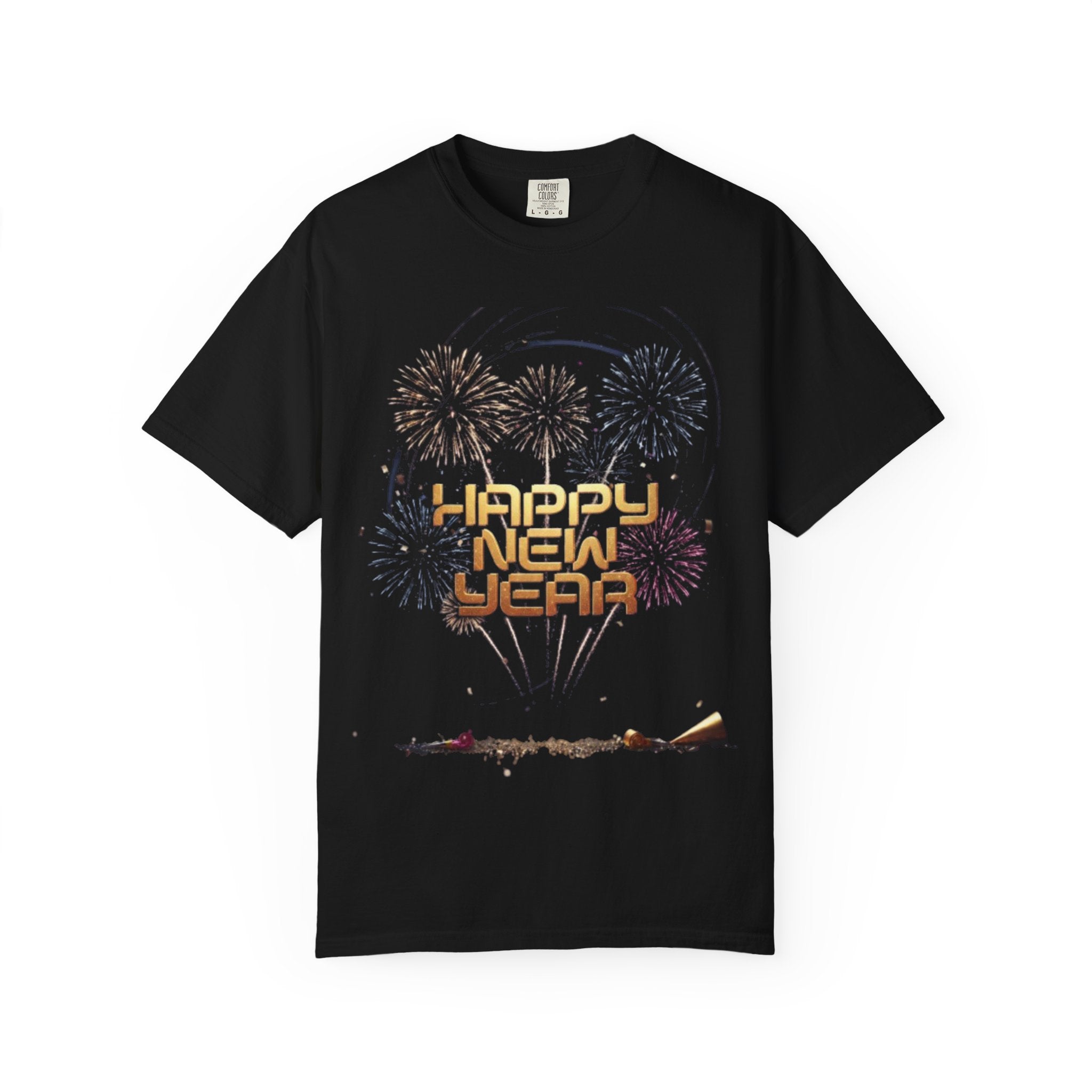 Happy New Year Fireworks T-Shirt — Retro Celebration Tee